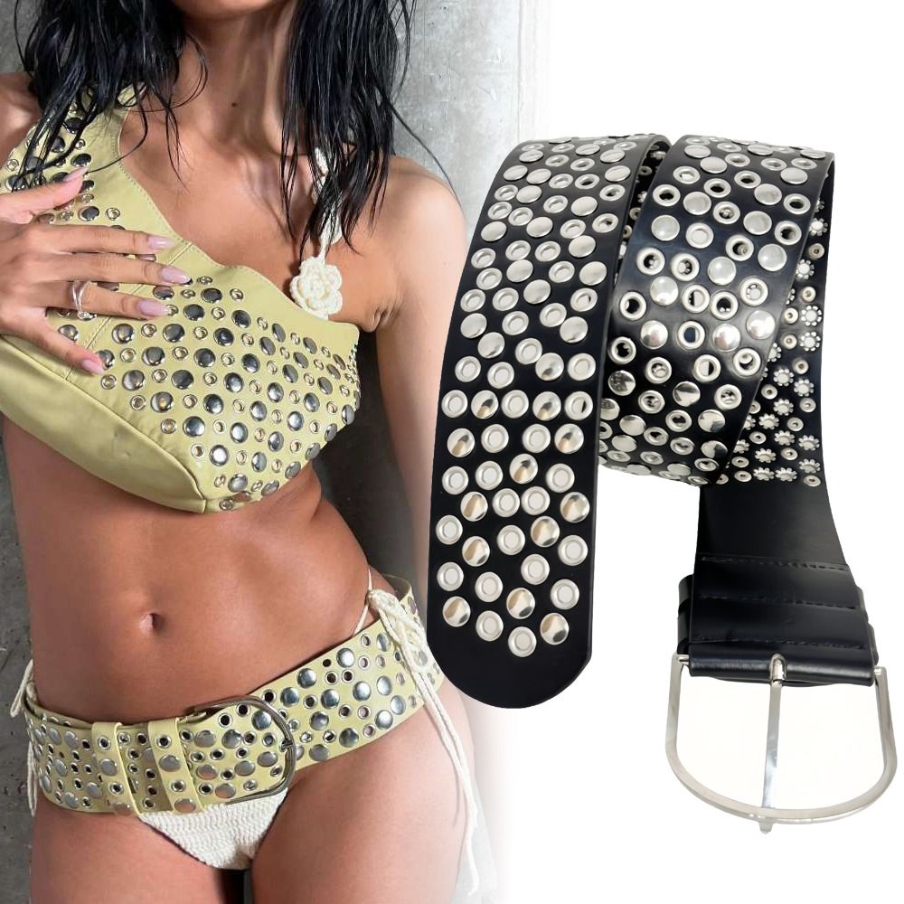Streetwear Brand Belts - Punk holle oogje-klinknagelriem Luxe ontwerp Trendy