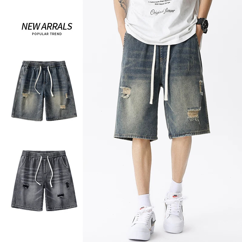 Streetwear Brand Shorts - Zomer Dunne Denim Shorts Heren Retro
