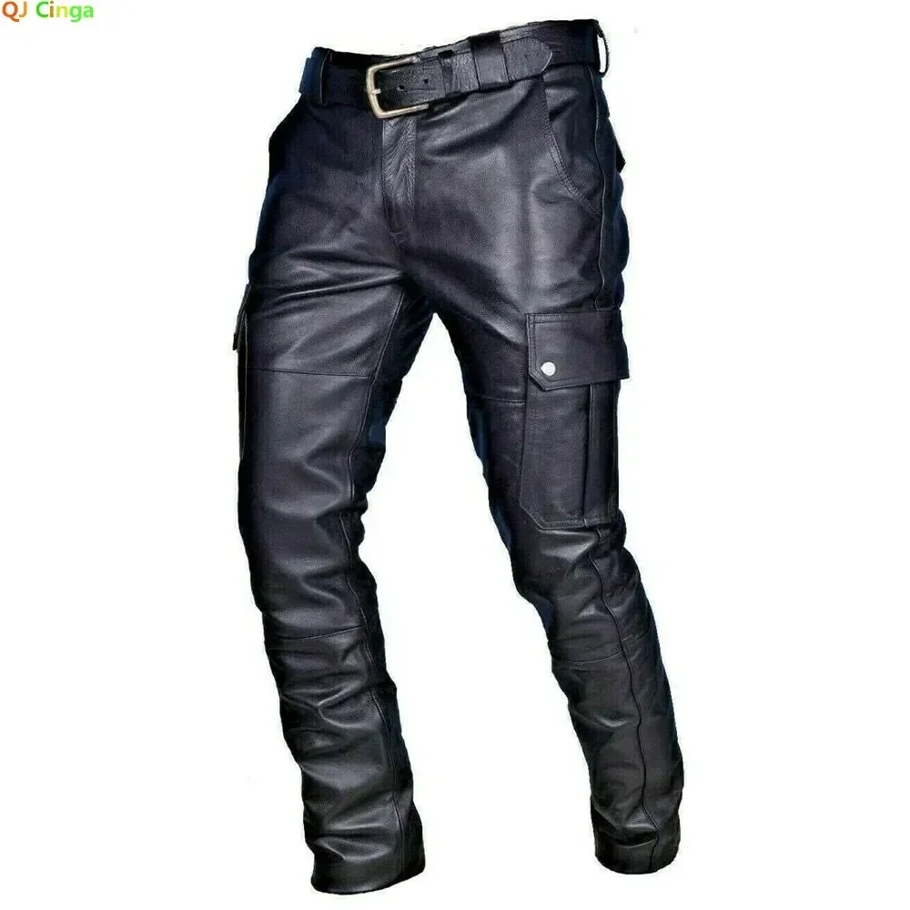 Corteiz Cargo Pant - Leren motorbroek voor heren met cargozakken,
