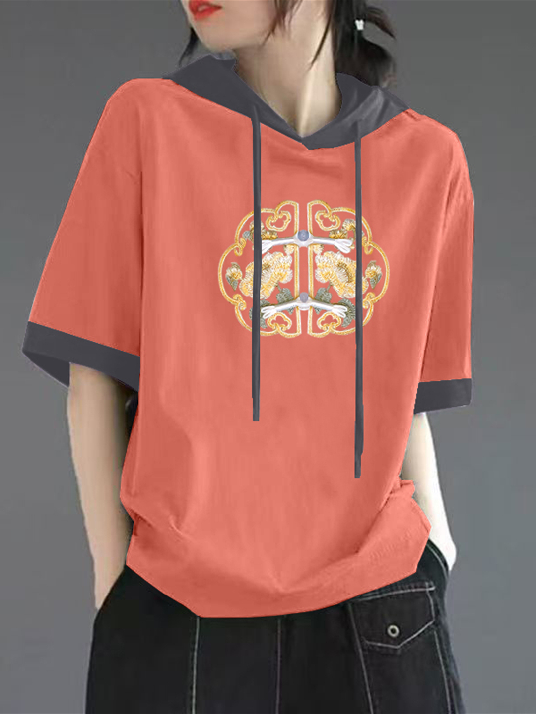 Rood puur katoenen T-shirt met - Streetwear High End Brand recensie en prijs