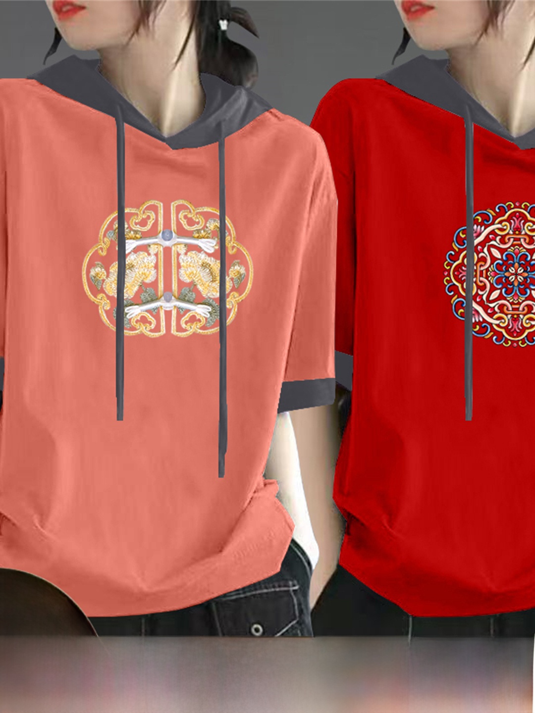 Rood puur katoenen T-shirt met - Streetwear High End Brand recensie en prijs