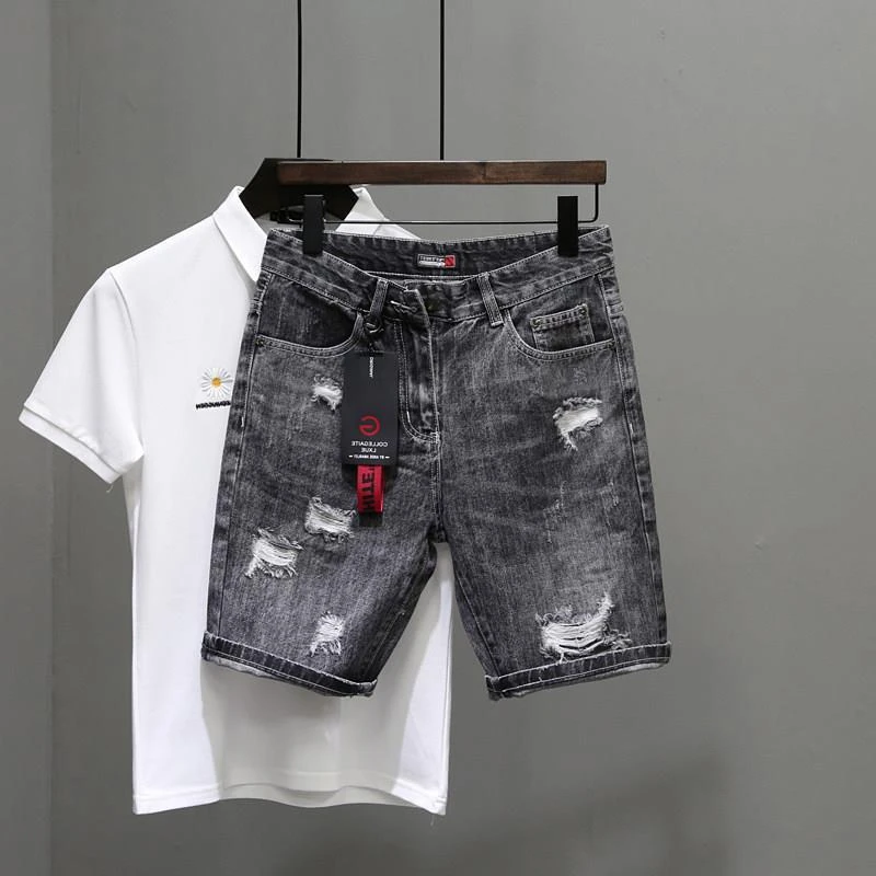 Heren Korte Jeans Broek Zwart  - Streetwear Brand Shorts recensie en prijs